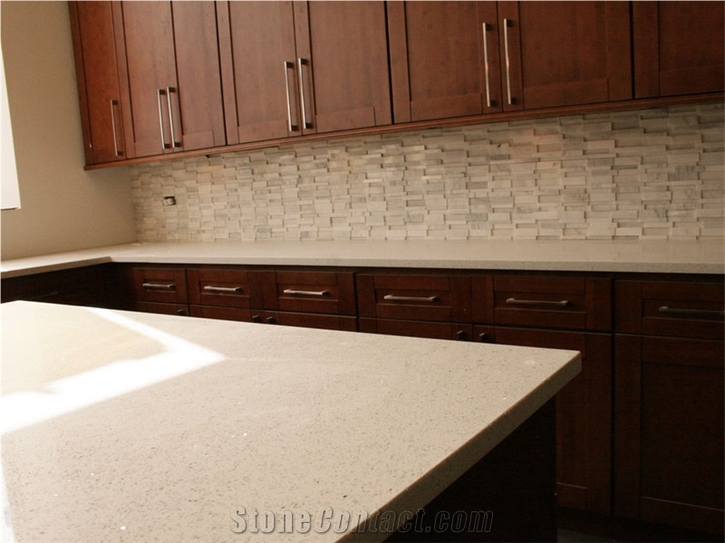 White Galaxy Star Quartz Stone Kitchen Islands Top,Coutertop Custom