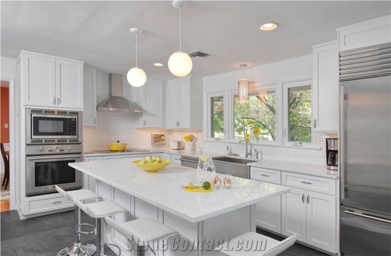 White Galaxy Star Quartz Stone Kitchen Islands Top,Coutertop Custom