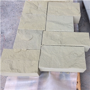 Beige Sandstone Natural Finished China Rough Cube Stone Brick Pavers