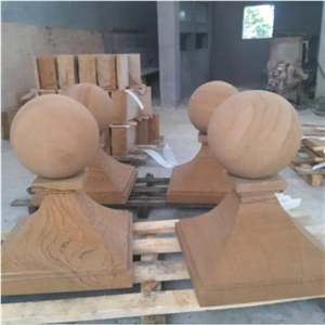 Cheap Natural China Yellow Sandstone Stone Balustrade Handrail for Sale