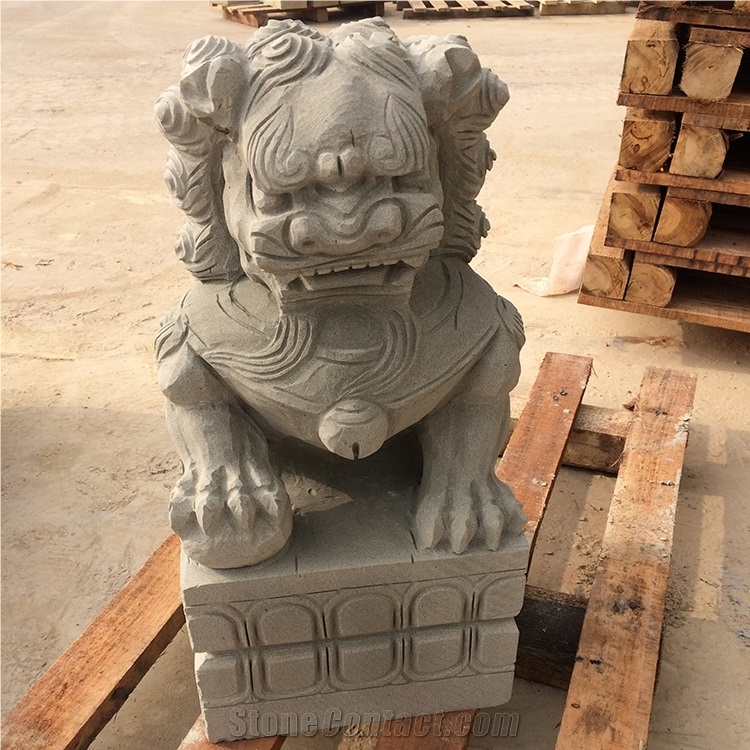 Chinese Hand Carved Sandstone Lion Statue for Sale Customer Size