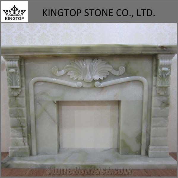 Handcarved Modern Style Fireplace,Sculptured White Marble Mantel