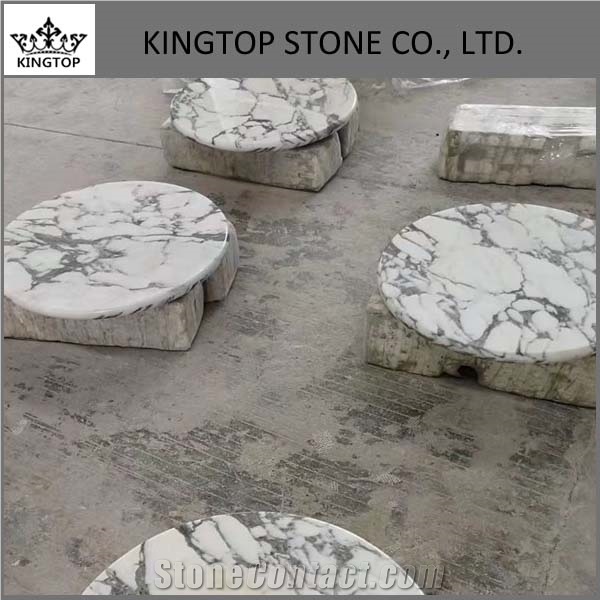 Italy Arabescato White Marble Round and Square Table Top with Plywood