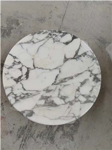 Italy Arabescato White Marble Round and Square Table Top with Plywood