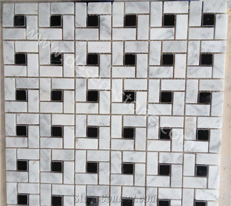 Bianco Carrara White Marble Floor/Wall Mosaic Pattern/Design