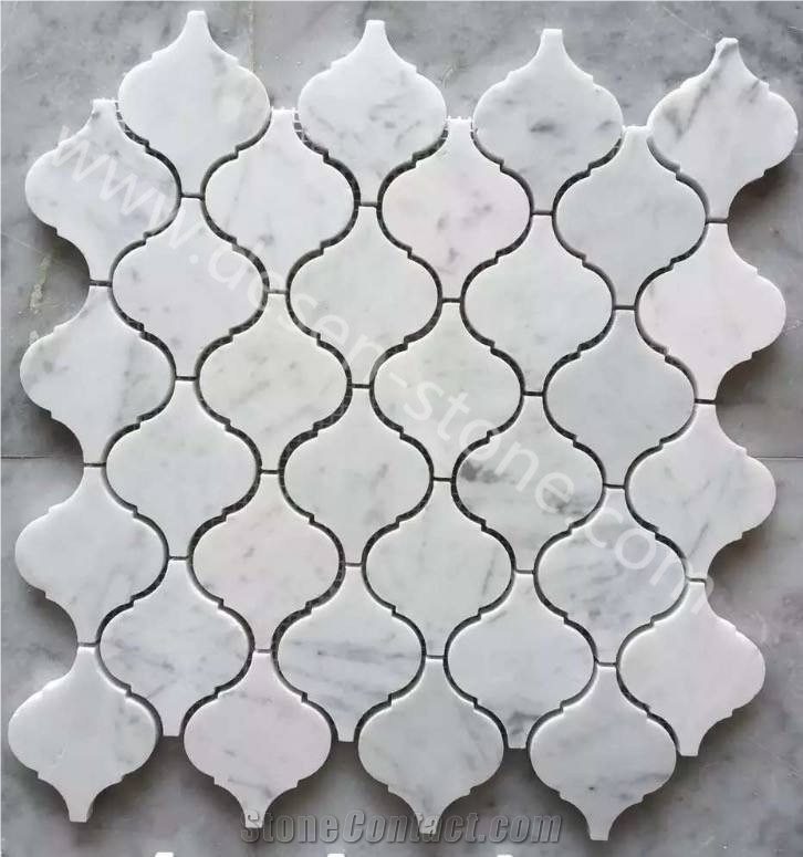 Bianco Carrara White Marble Floor/Wall Mosaic Pattern/Design