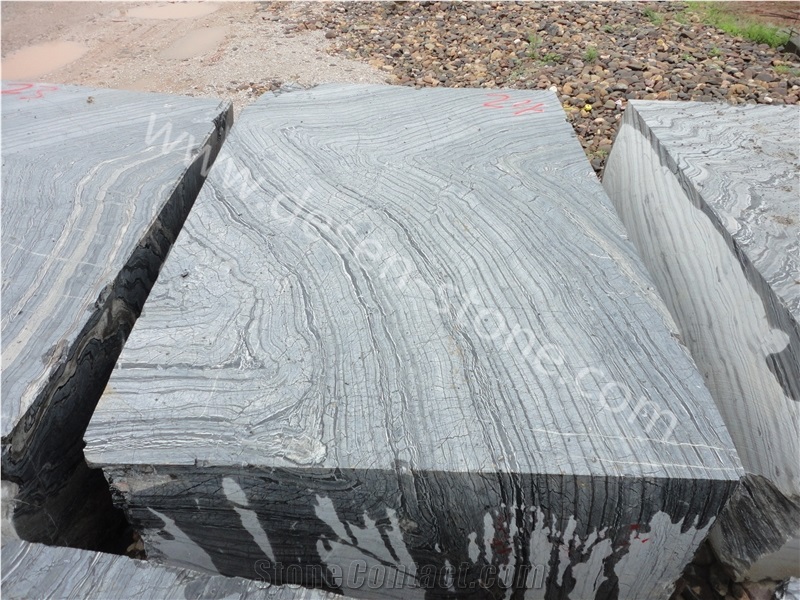 Black Wood Vein Marble Stone Blocks&Slabs&Tiles, Antique Wooden/Silver Wave/Antico Wood/Rosewood Grain Black/Black Forest Marble Stone Block
