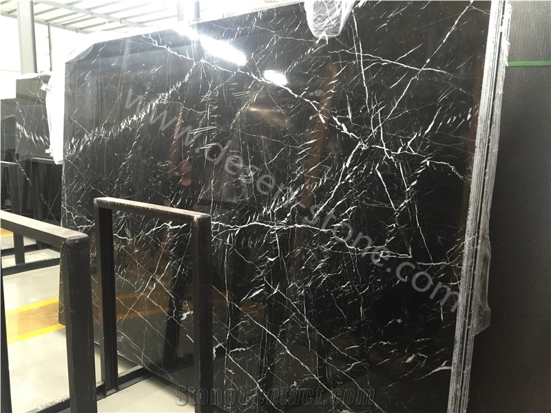 China Black Marble with Vein Marble Slabs&Tiles, Nero Marquina/China Marquina Black Marble Stone Flooring Tiles/Bathroom Design