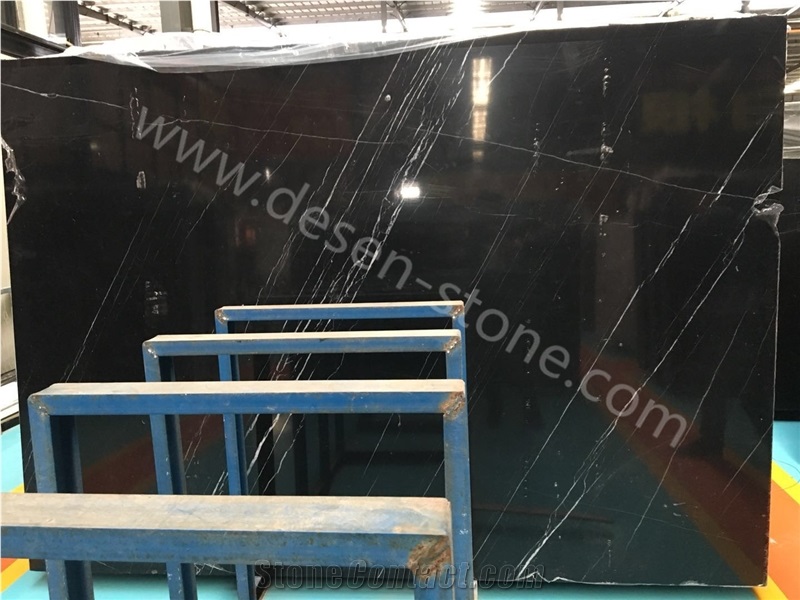 China Black Nero Marquina with Vein Marble Stone Slabs&Tiles Pattern