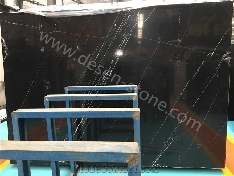 China Black Nero Marquina with Vein Marble Stone Slabs&Tiles Skirtings