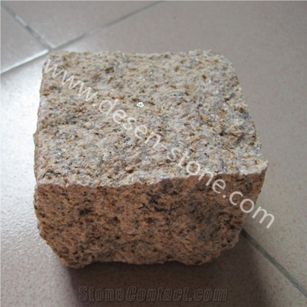 G682 Sunset Gold Rusty Granite Cobblestones/Cube Stones/Paving Stones