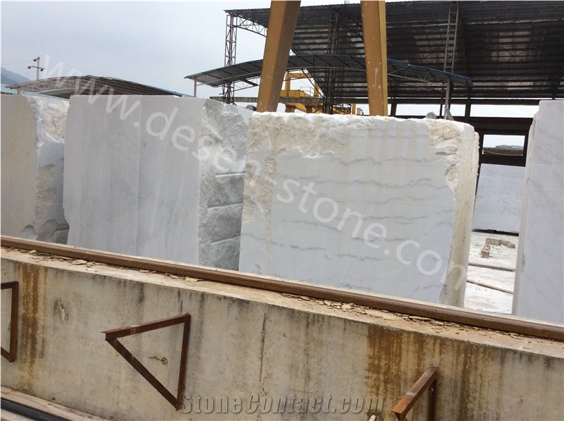 Guangxi White Marble Stone Block, China Carrara White Marble Stone Block, China White Marble Block&Slabs&Tiles, Guangxi White Grain/White Vein Marble