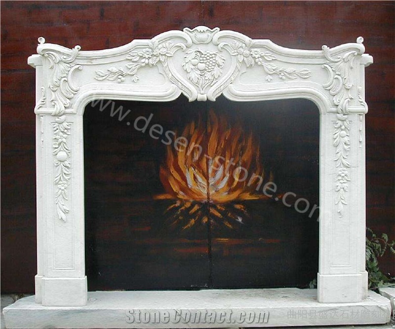 Han White Jade Marble Stone Fireplace Hearth/Mantel/Design