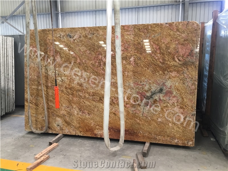 India Yellow Granite Stone Slabs&Tiles, Imperial Gold/Golden Granite Indian Golden Imperial Granite Stone Walling/Floor Covering Tiles/Wall Cladding