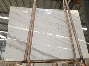 Volakas Dramas White Marble Slabs&Tiles, Branco Volakas/Olympous White Marble Stone for Skirtings/Kitchen Counter Tops/Bathroom Vanity Tops/Book Matched