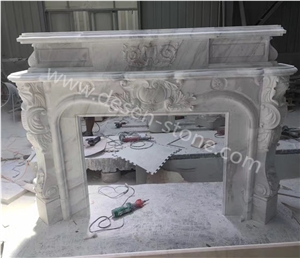 Volakas White Marble Stone Fireplace Hearth/Mantel/Design