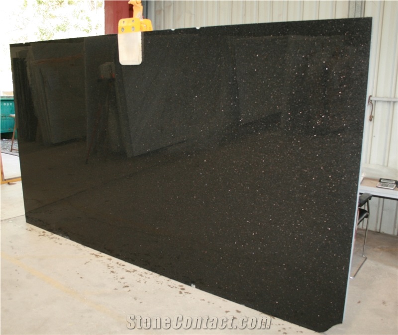 Black Galaxy Granite Big Slabs/Tiles/Floor Tiles/Wall Tiles, India Black Granite for Kitchen and Bath Tops, Chinese Factory for Black Galaxy