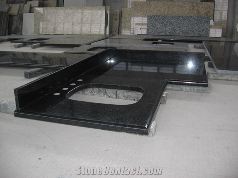 Black Galaxy Granite Countertops/Kitchen Countertops/Island Tops/Bar Tops/Table Tops,India Famous Cheap Black Granite, Sparking Black Granite Tops