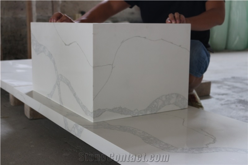 Chinese Calacatta Quartz Bath Top-White Quartz Vanitytop