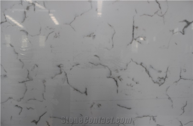 Chinese Carrara White Quartz Slabs-Chinese Carrara White Quartz Tiles-Chinese Carrara White Quartz Kitchen Countertop- Carrara White Quartz Vanity Top