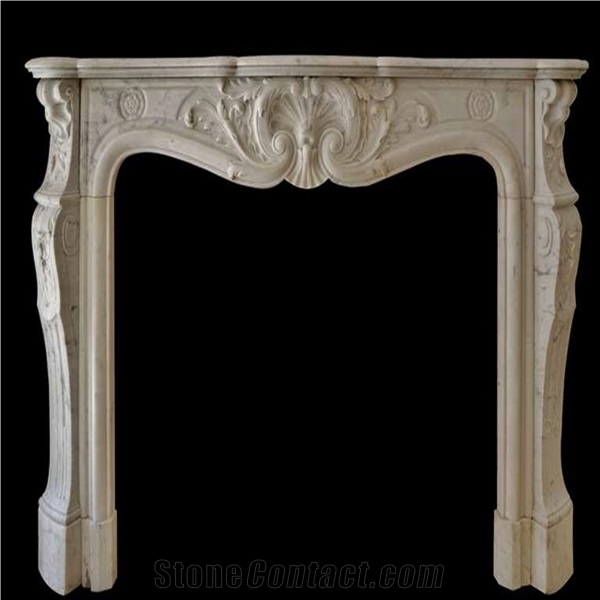 Creamo Bello Beige Marble Western Fireplace