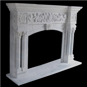 Han White Marble Stone Fireplace Mantel