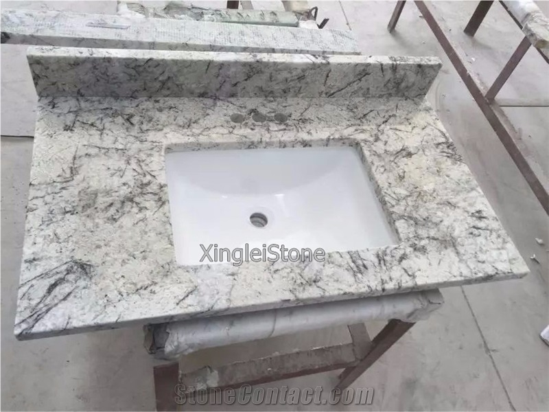 Ice Blue Granite Bathroom Vanity Tops/Vanities, Brazilian White Granite for Bath Tops, High Polished White Granite Tops/Tiles
