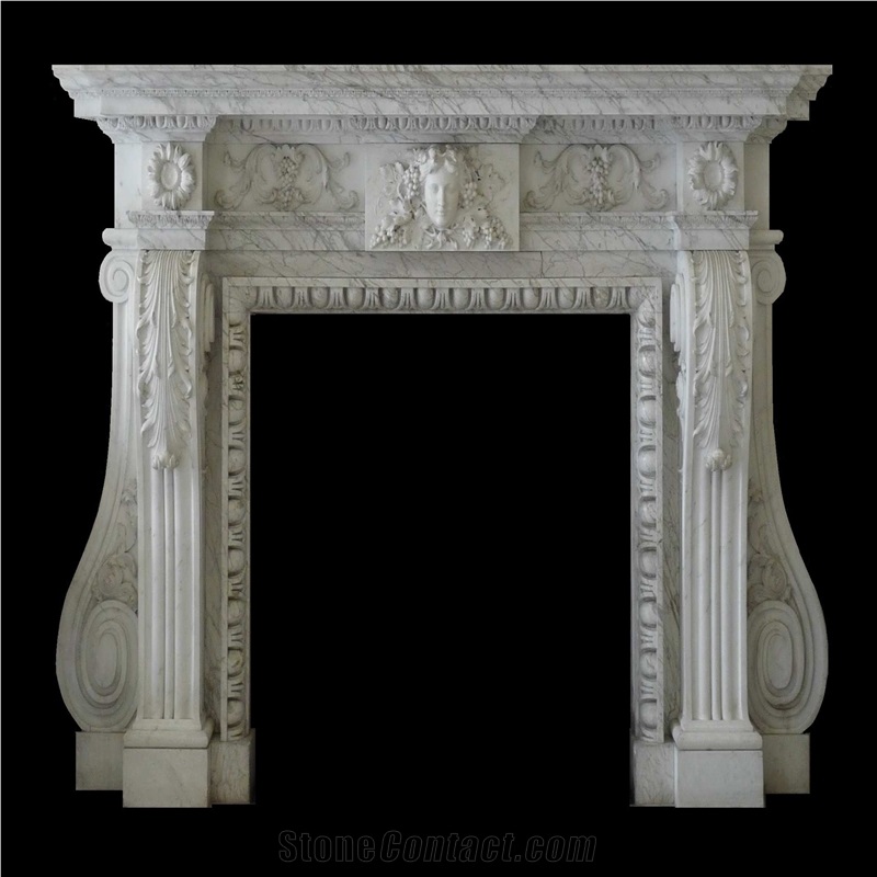 Italy Oure White Marble Fireplace,Classic Western Style Fireplace