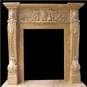 Julia Beige Marble Fireplace /Western Style Fireplace Decorating