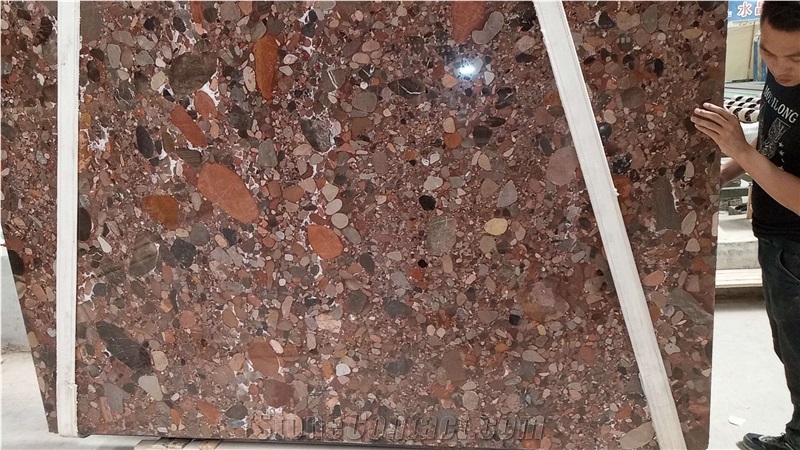 Pebble Mosaic Breccia Marbletiles Slabs Walls Floor