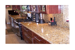 Santa Cecilia Granite,Giallo Santa Cecilia Granite,Brazil Yellow Granite,Countertops for Kitchen Projects Renovation