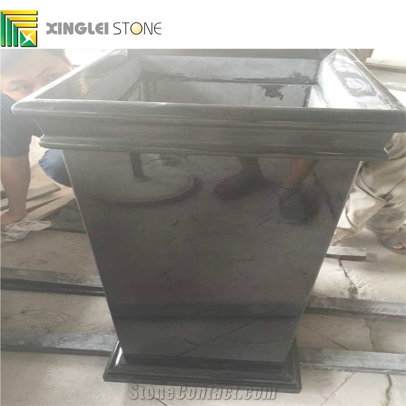 Shanxi Absolute Black Granite Trash Can/Trash Bin,Hotel Trash Can