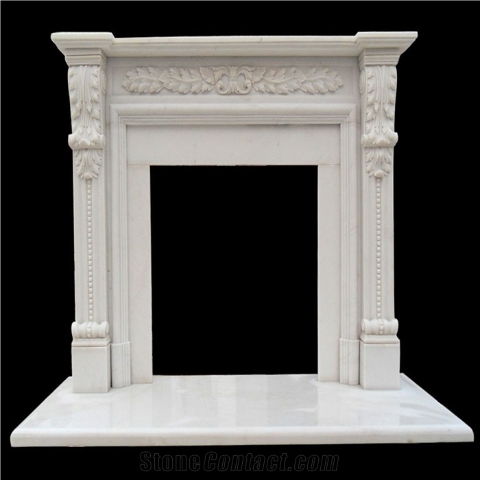 White Marble Fireplace/Modem Style Sculptured Fireplace