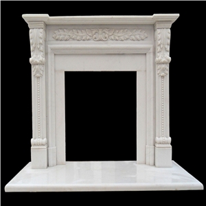 White Marble Fireplace/Modem Style Sculptured Fireplace