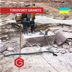 Tokovskiy Granite Customized Size Block Red - Ukraine Granite