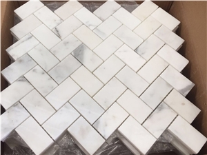 Carrara White Marble Mosaic Tiles/ Customized Size Design