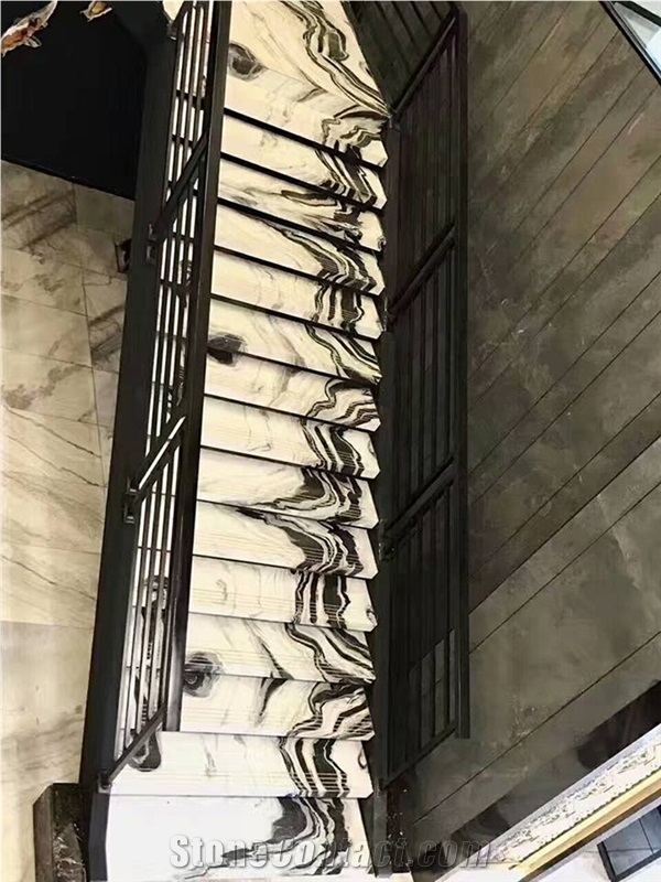 China Panda White Marble Stair, Indoor Project