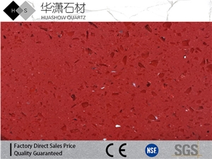 Hs1801 Crystal Red Artificial Quartz Stone Polished Slab