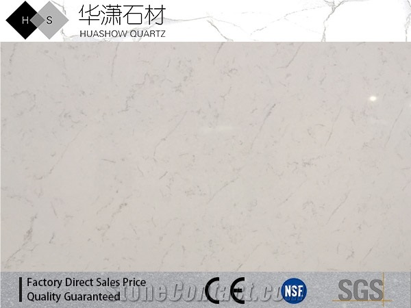Hs6069 Carrara White Artificial Quartz Slab Vein Series Two Color