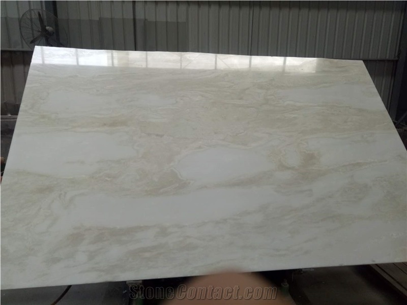 Royal White Marble Slab New Material Polish Finish 3cm Customize