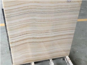 White Onyx with Yellow Straight Vein Tiles for Background Wall