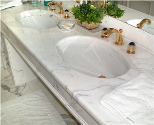 Pighes White Marble Hotel Bathroom Top