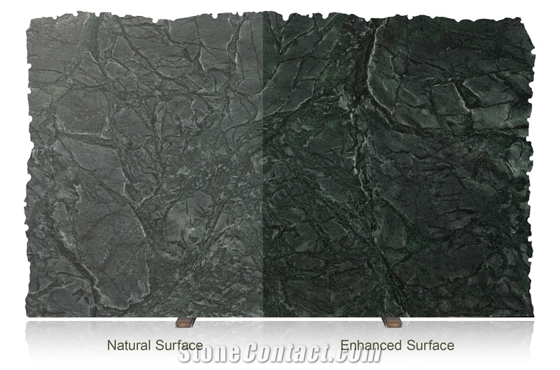 Saratoga Black Soapstone Enhanced Surface Finish Slabs