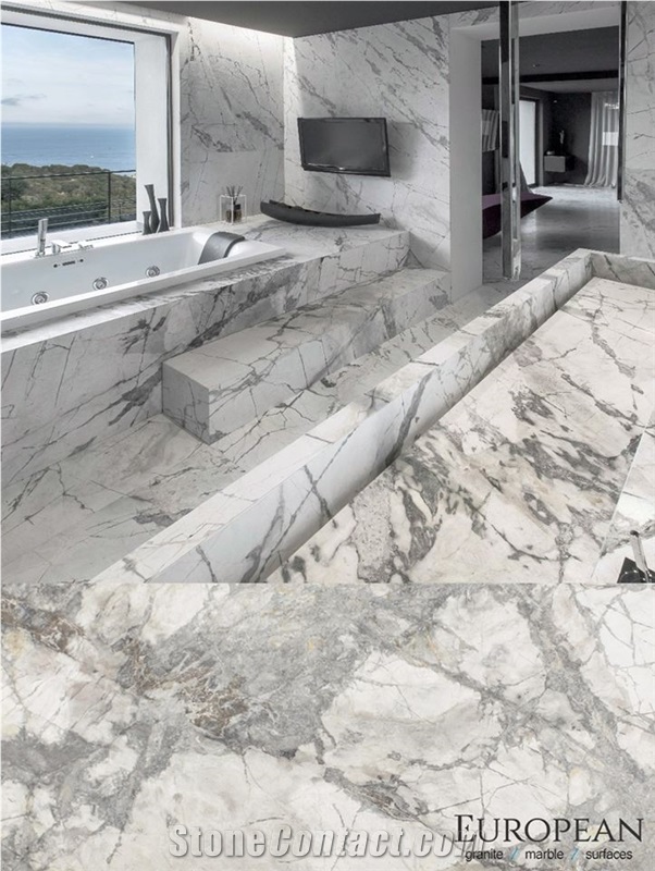 Invisible Grey Gold Marble is Featured in This Bathroom Design