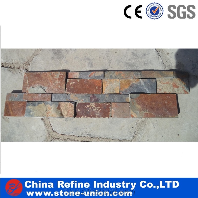 Cheap Rusty Slate Stone Panel Cultured Stone,Cheaper Factory Production Wall Stone ,Slate Wall Cladding