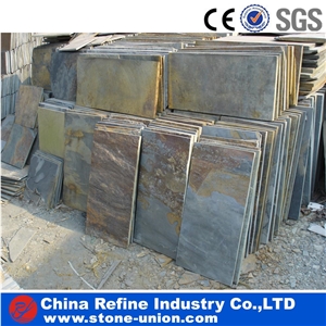 Natural Stone Slate Flooring Tiles and Wall Tiles,Factory Directly Selling Slate Restaurant Floor Tiles ,Outdoor Natural Rusty Slate Stone Tiles