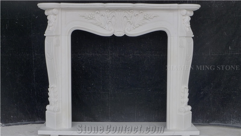 A Quality Oriental White Marble Fireplace Hearth,Fireplace Mantel for Interior Stone Home Decor Cheap Price