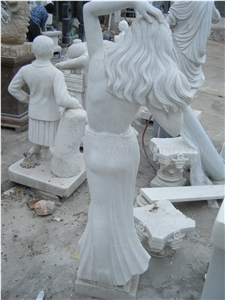 Oriental White Marble Handcarved Woman Statue,Human Sculpture Western Style for Garden Landscaping Stone
