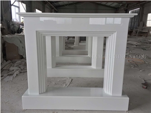 White Marble Modern Design Fireplace Hearth Interior Hand Carving