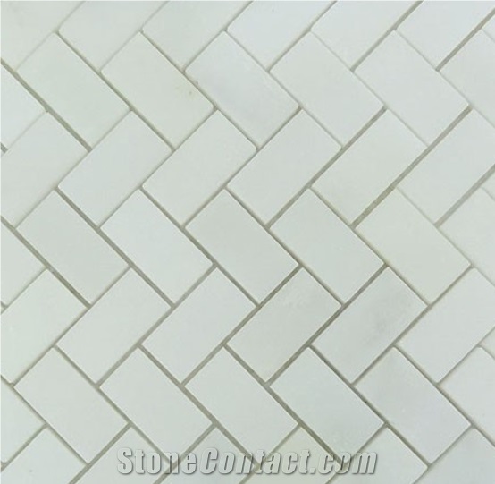 White Marble Herringbone Mosaic Tile,Bathroom Floor,Backsplash,Kitchen